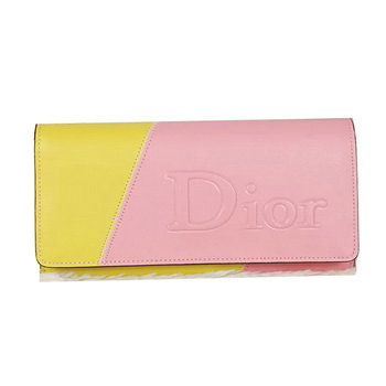 dior bi-fold wallet calfskin 119 pink&yellow